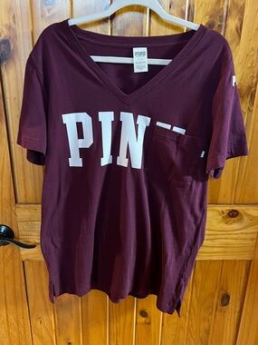 PINK Victoria's Secret Crewneck Sweatshirt in Burgundy with White Logo